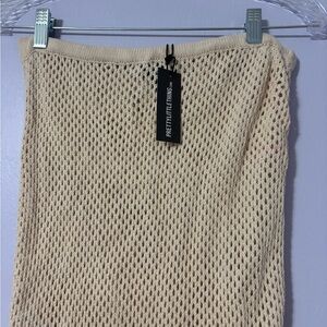 NWT Pretty Little Thing Shape Cream Knitted Low Rise Maxi Skirt